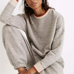 Madewell Sweater MWL Betterterry Ringer Crop Sweatshirt GREY Size Large